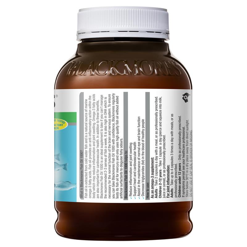 Blackmores Fish Oil 1000mg 400 Capsules Side View