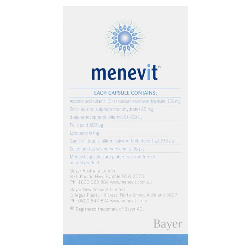 Menevit Male Fertility Supplement Capsules 30 pack (30 days) Side View 1