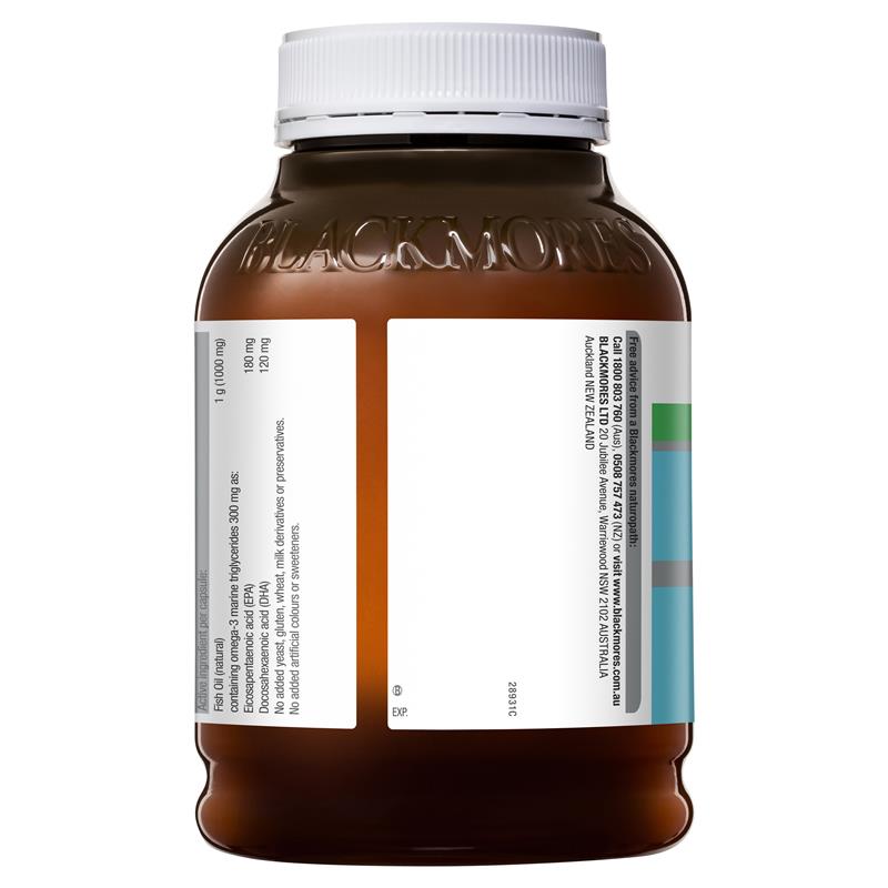Blackmores Odourless Fish Oil 1000mg 400 Capsules Back View