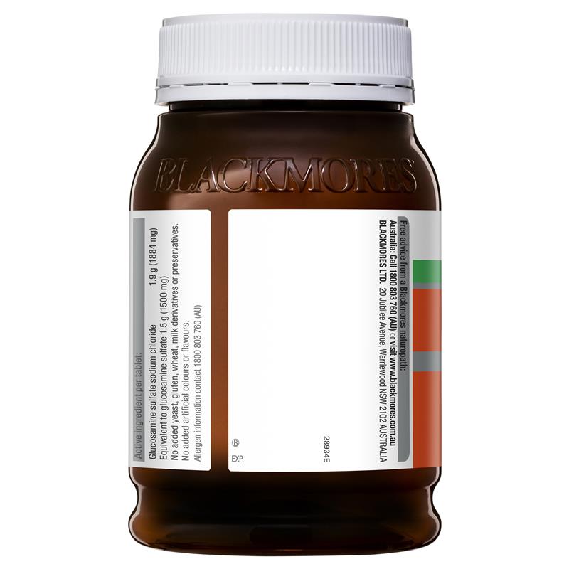 Blackmores Glucosamine Sulfate 1500mg One-A-Day 180 Tablets Back View