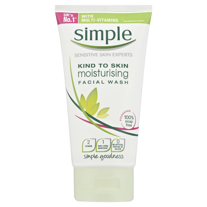 Simple Kind to skin facial wash moisturising 150ml Front View