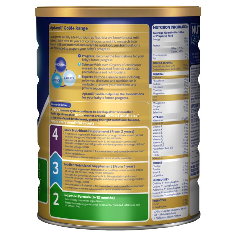 Aptamil Gold+ 2 Follow-On Formula 6-12 Months 900g Side View