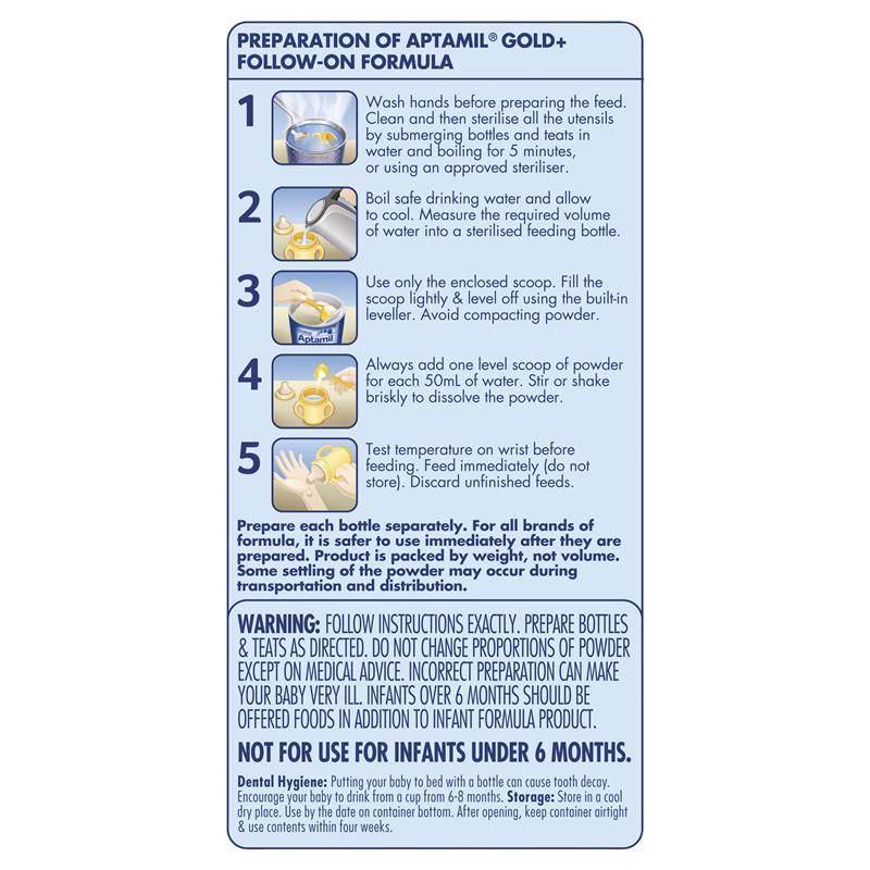 Aptamil Gold+ 2 Follow-On Formula 6-12 Months 900g Instructions 1