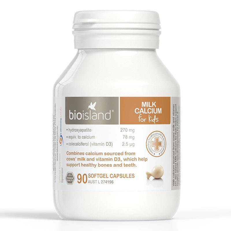 Bio Island Milk Calcium Kids 90 Capsules Front View