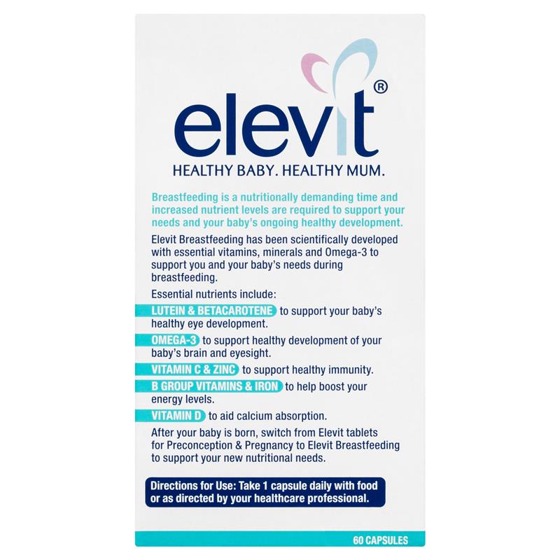 Elevit Breastfeeding Multivitamin Capsules 60 Pack (60 Days) Side View 1