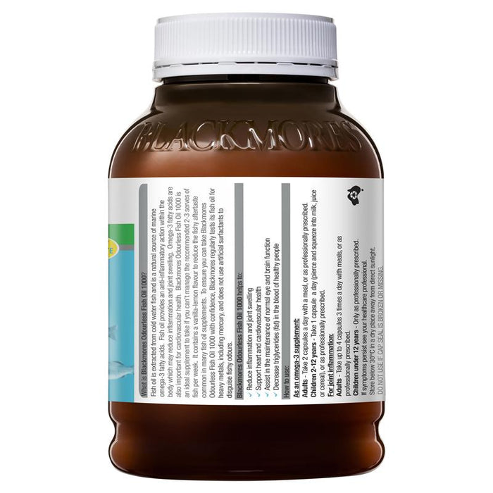 Blackmores Odourless Fish Oil 1000mg 400 Capsules Side View