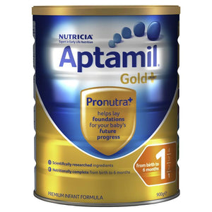 Aptamil Gold+ 1 Infant Formula 0-6 Months 900g Front View