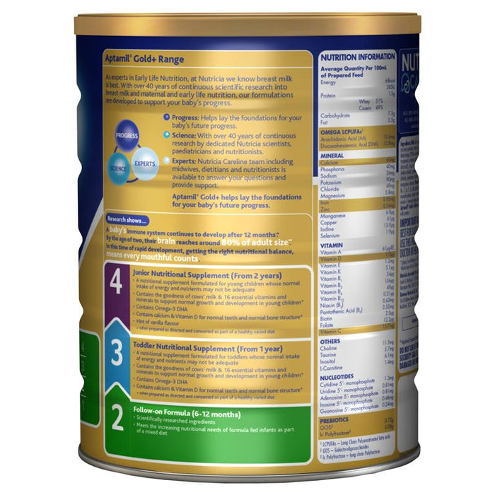 Aptamil Gold+ 2 Follow-On Formula 6-12 Months 900g Side View