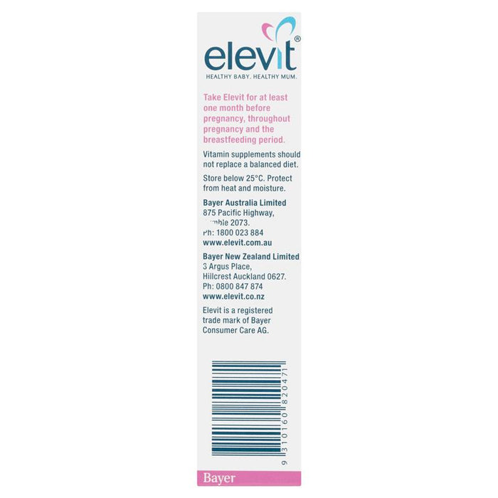 Elevit Pregnancy Multivitamin Tablets 30 pack (30 days) Back View