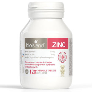 Bio Island Zinc 120 Chewable Tablets Front View