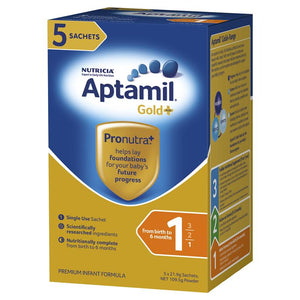 Aptamil Gold Pronutra Infant Sachet 5x21g Display View