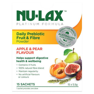 Nulax Platinum Daily Prebiotic Fruit Fibre Powder 15x5.5g Sachets Front View